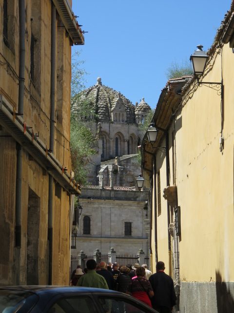 Al fondo el cimborrio de la catedral de Zamora, su cúpula gallonada, sus cuatro torretas,... 
