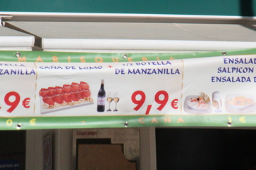 Caña de lomo más botella de manzanilla 9,90€