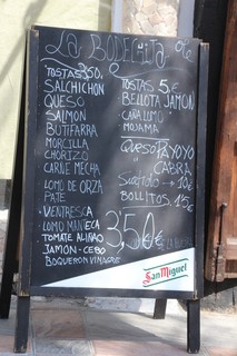 Ejemplos, tostas de jamón bellota: 5€ 