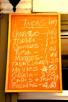 Tapas hoy: Chorizo 1€, Tortilla 1€,etc