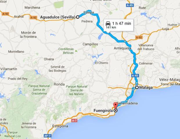 Viaje de Fuengirola hasta Aguadulce.