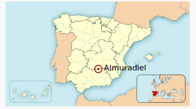 Ubicación de Almuradiel. En la provincia de Ciudad Real. nada más salir de la Comunidad Autónoma de Andalucía. Mapa gentileza de Wikipedia.
