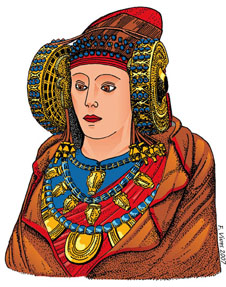 La dama de Elche policromada según Francisco Vives. Foto gentileza de Wiki